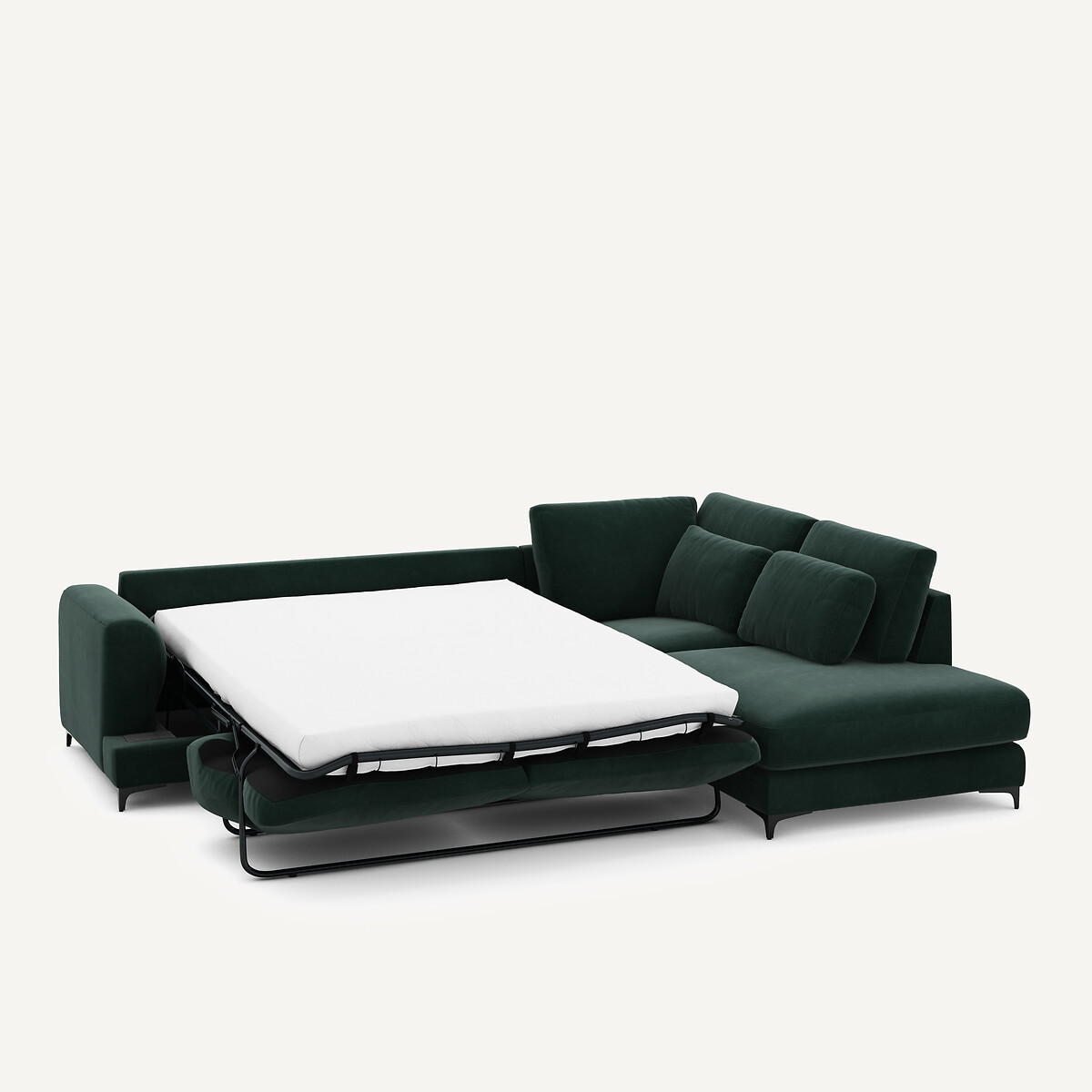 Divano letto angolare destro, velluto, Marsile verde zar , AM.PM