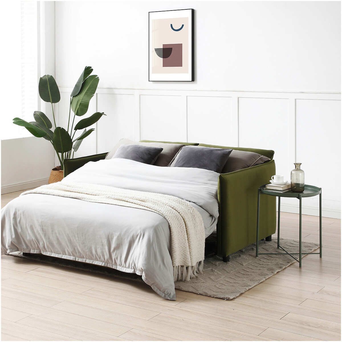Beatrice Velvet 2 Seater Pop Up Sofa Bed olive, ÉDITÉ