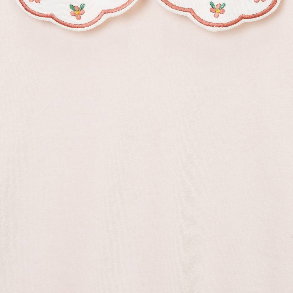 Pyjama velours manches longues avec col claudine uni en coton BIO GOTS poudre, MONOPRIX