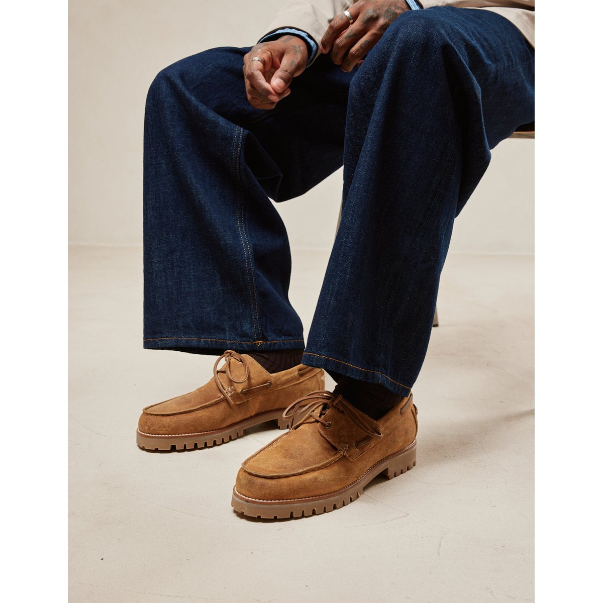 Chaussures Bateau TOM suède ambre, ODAJE