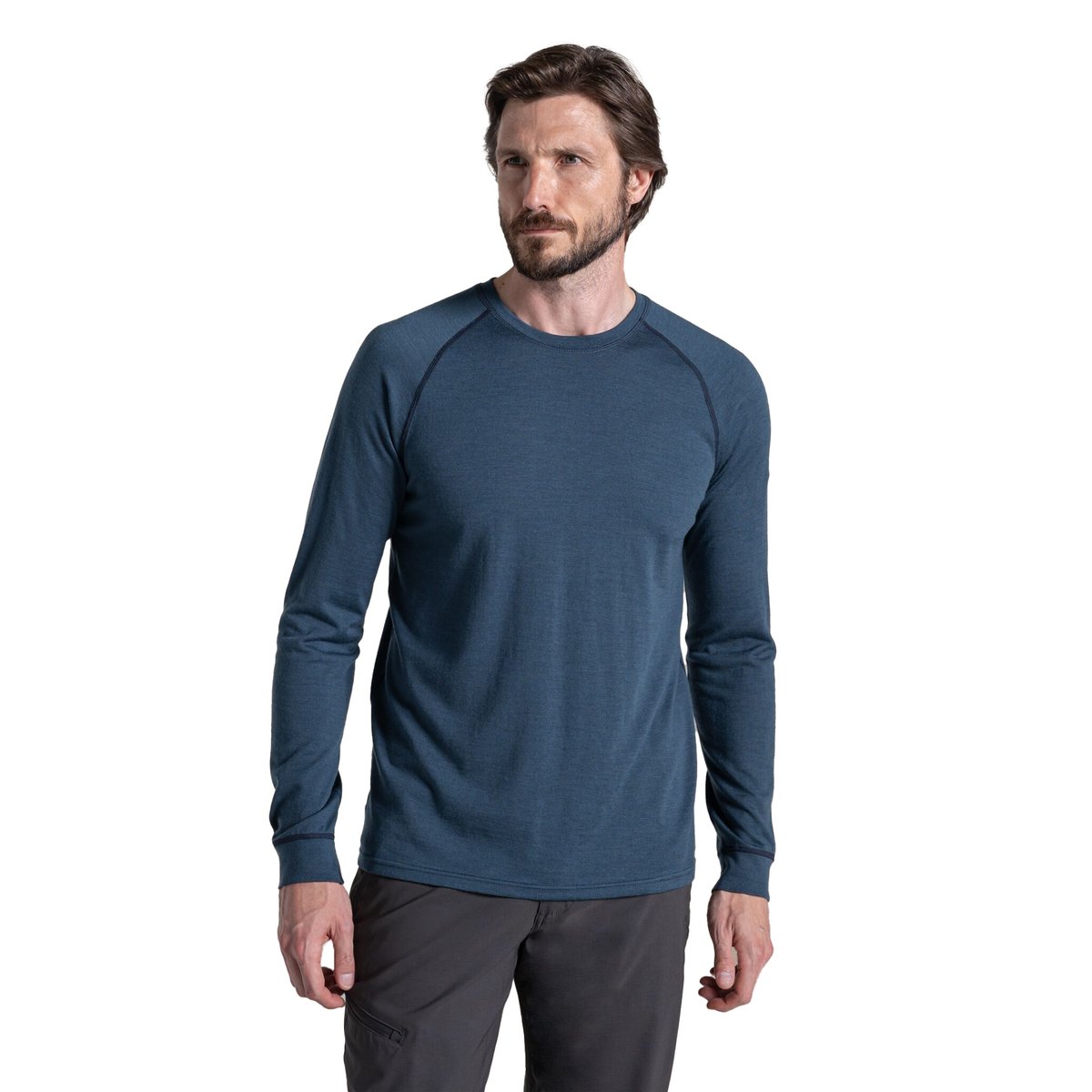 T-shirt uni manches longues NATIONAL TRUST YEWDALE bleu gris foncé, CRAGHOPPERS