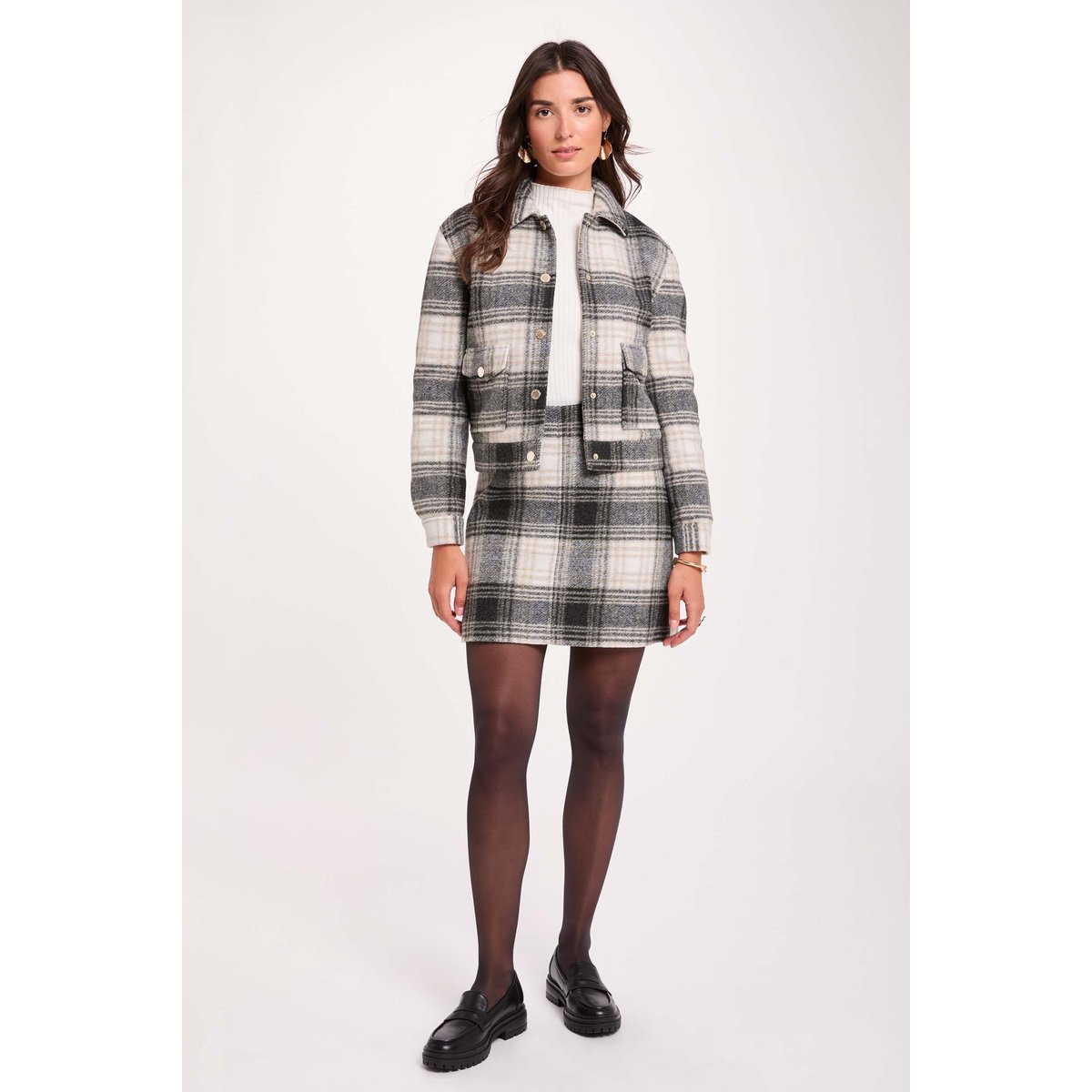 Blouson droit à carreaux multicolore, MORGAN