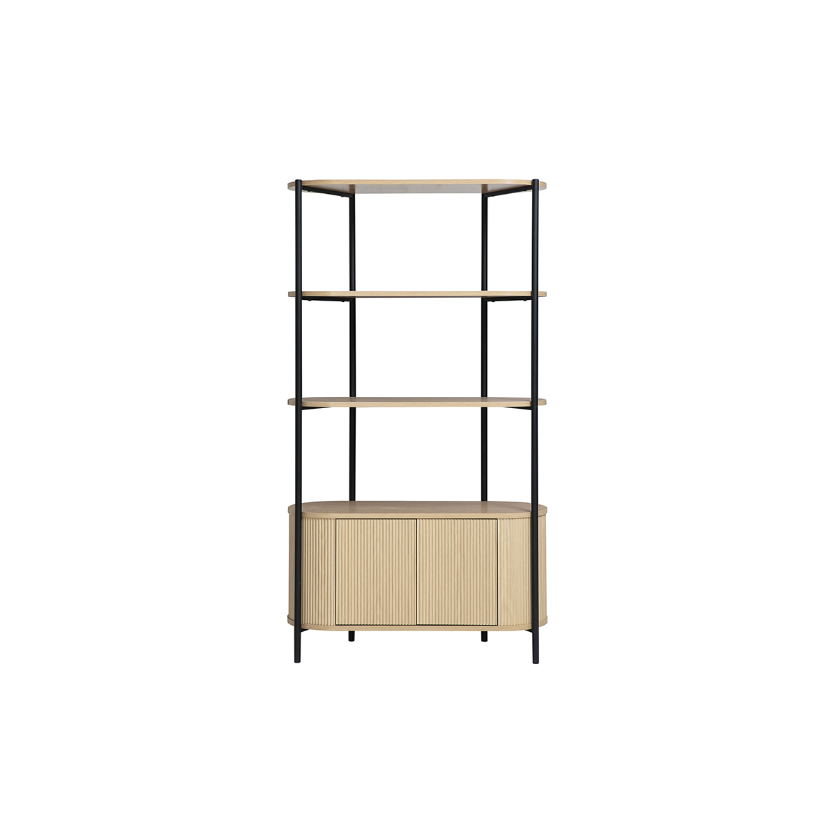 Bibliothèque avec rangements finition bois clair chêne et métal L100 cm ZORA couleur unique, MILIBOO