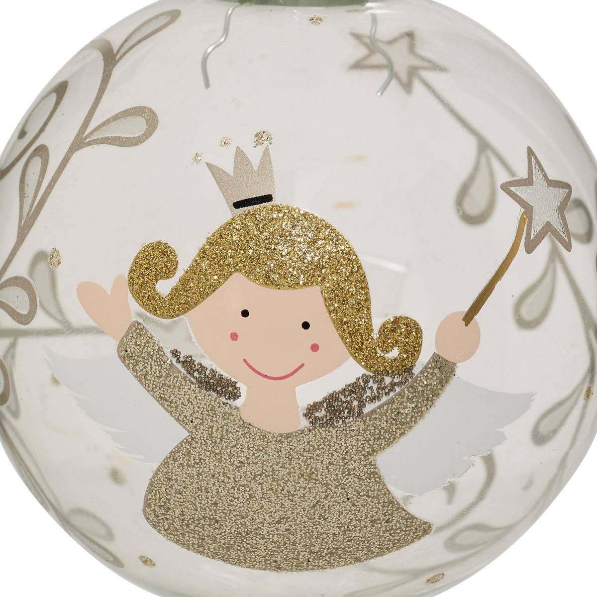 Boule de Noël en verre fée pailletée or D. 80 mm doré, FEERIC LIGHTS & CHRISTMAS