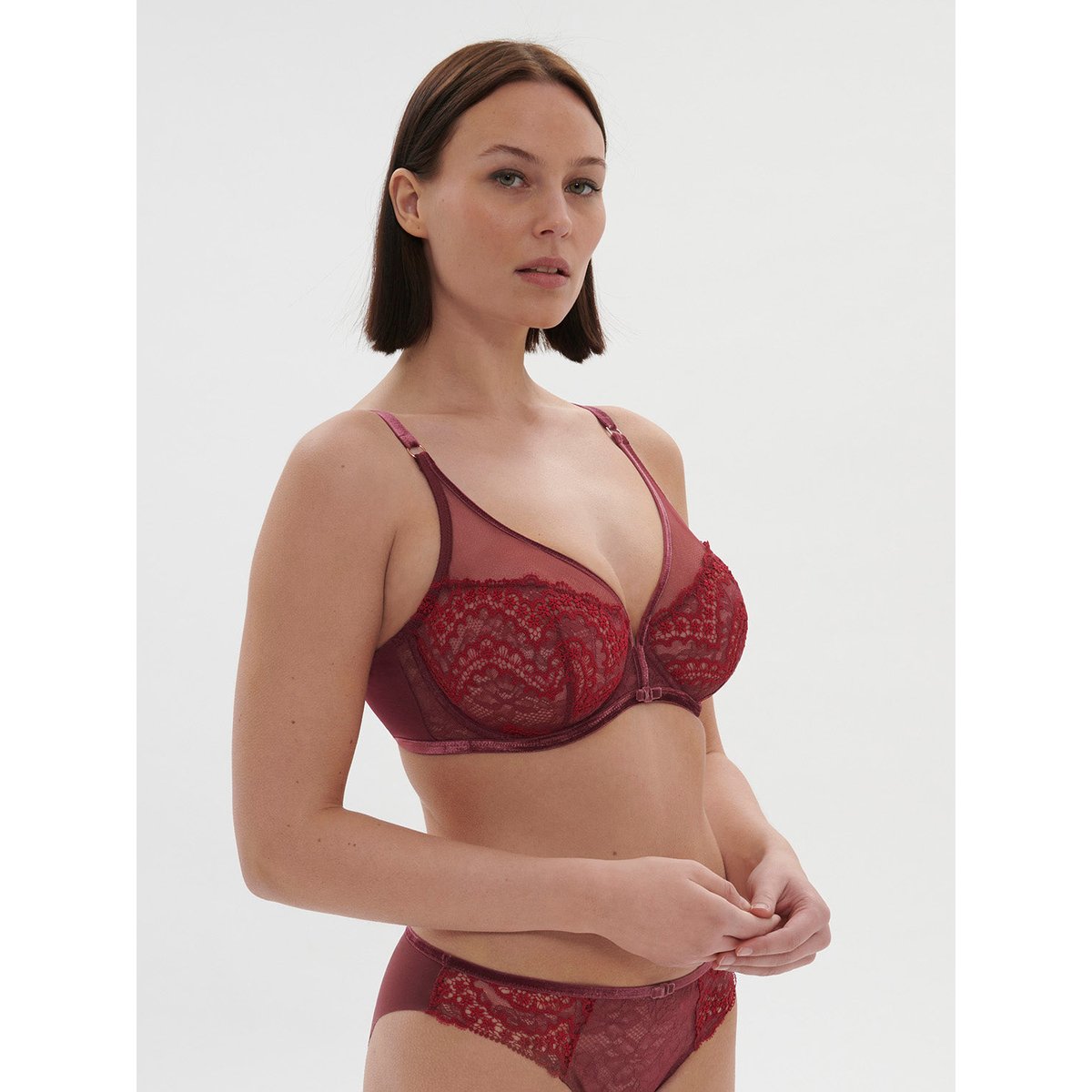 Soutien-gorge avec armature décolleté plongeant, SCÉNARIO rouge, SIMONE PERELE