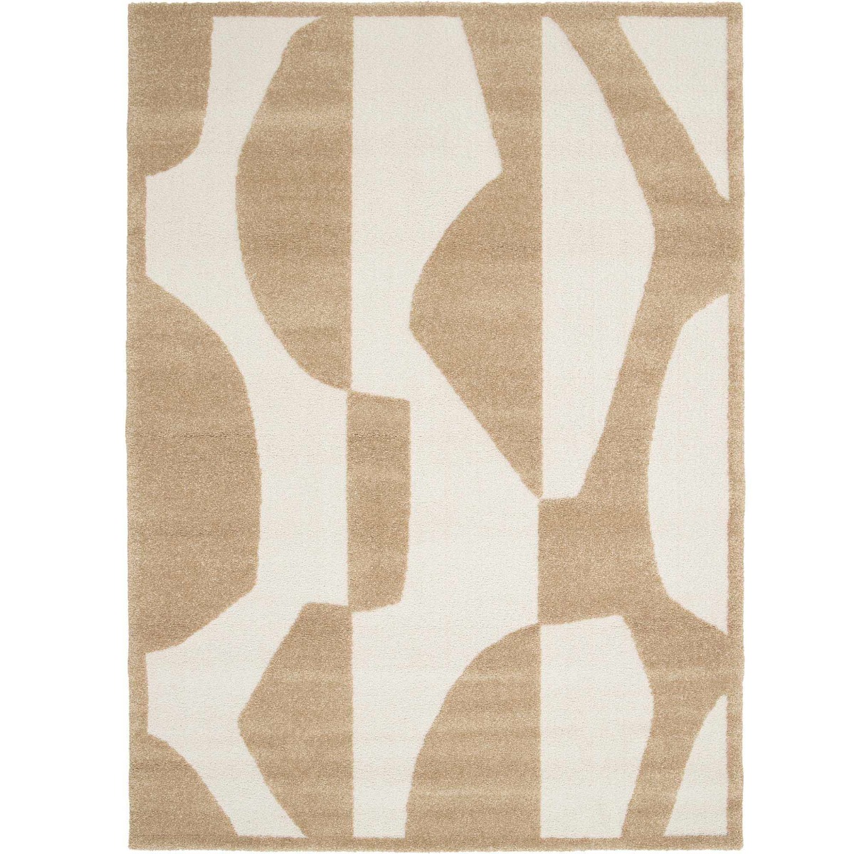 Tapis à reliefs doux géométrique DESIGN DECO beige, THE DECO FACTORY
