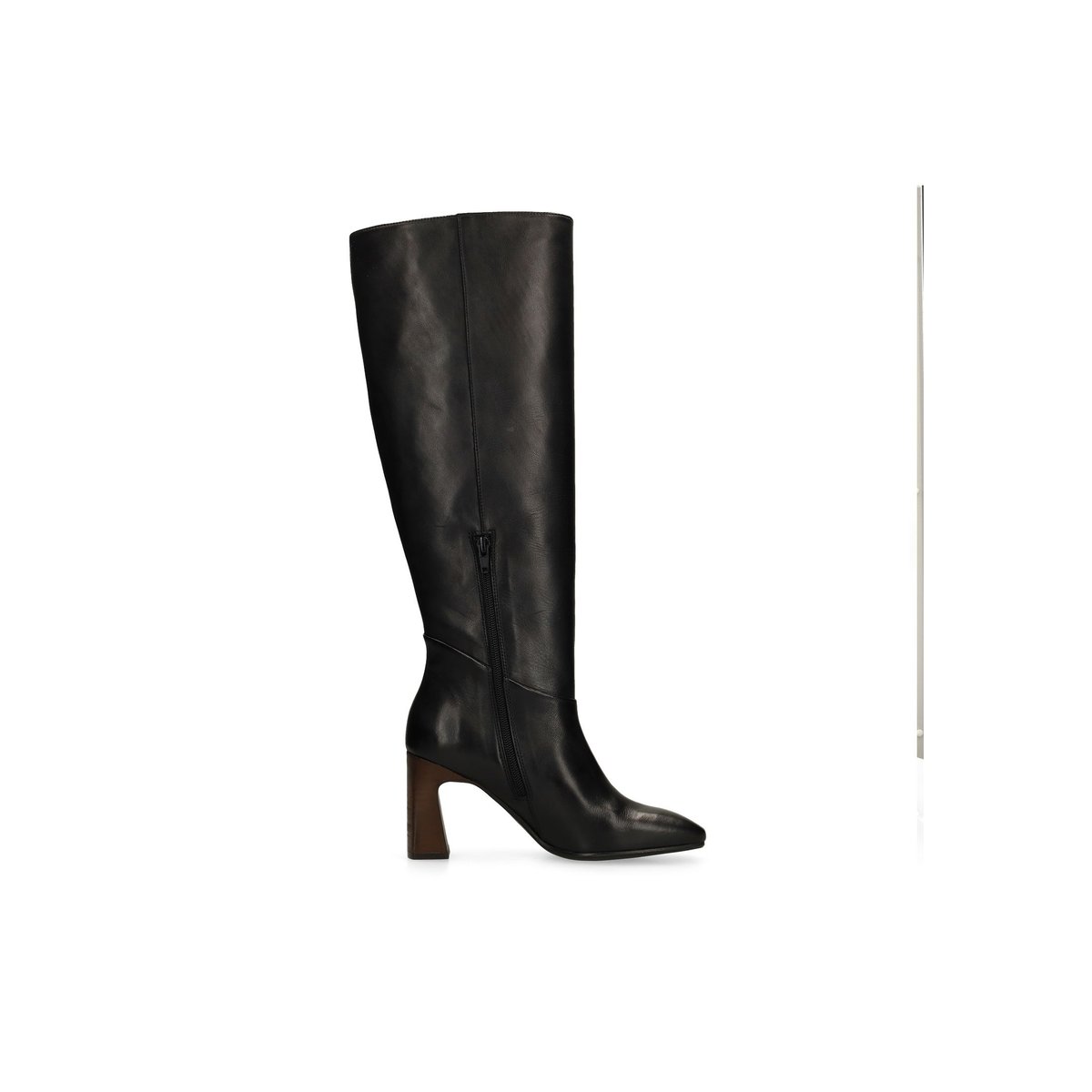 Bottes hautes en cuir noir, SACHA