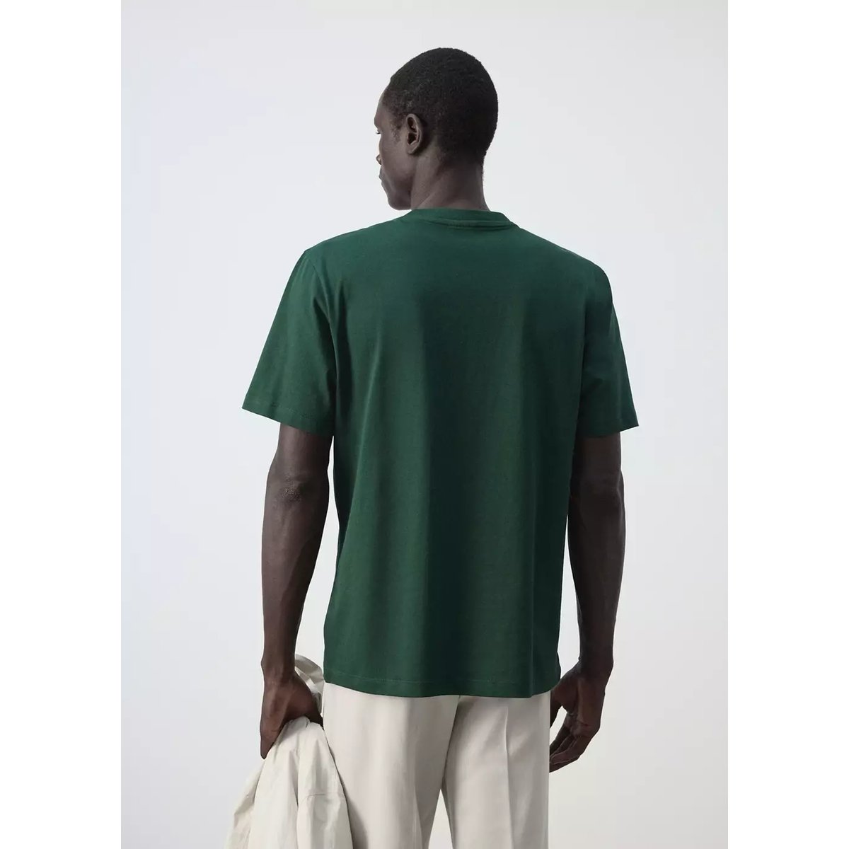 T-shirt 100 % coton imprimé vert billard, MANGO MAN