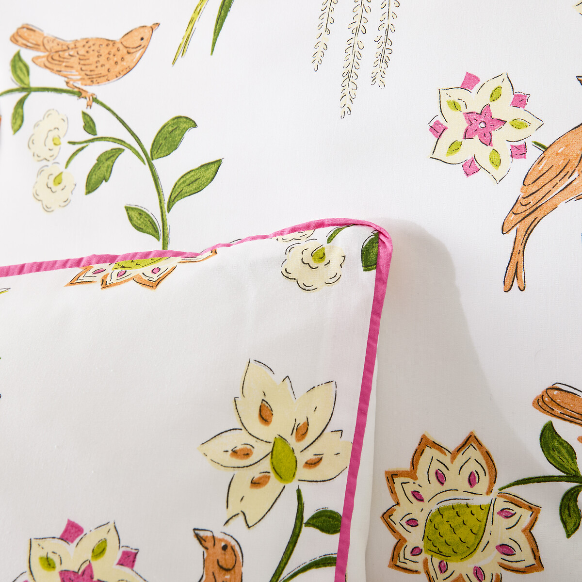 Taie d'oreiller en percale de coton, imprimé oiseaux et fleurs, NORA imprimé, LA REDOUTE INTERIEURS
