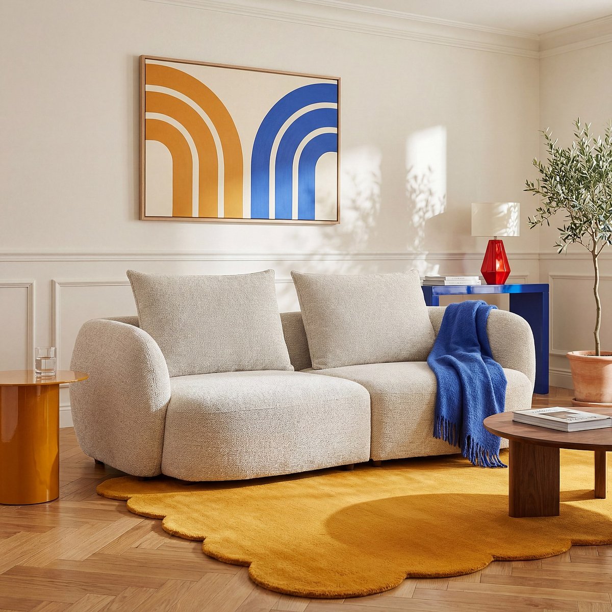 Canapé en tissu garni de plumes CAPRI beige, HABITAT