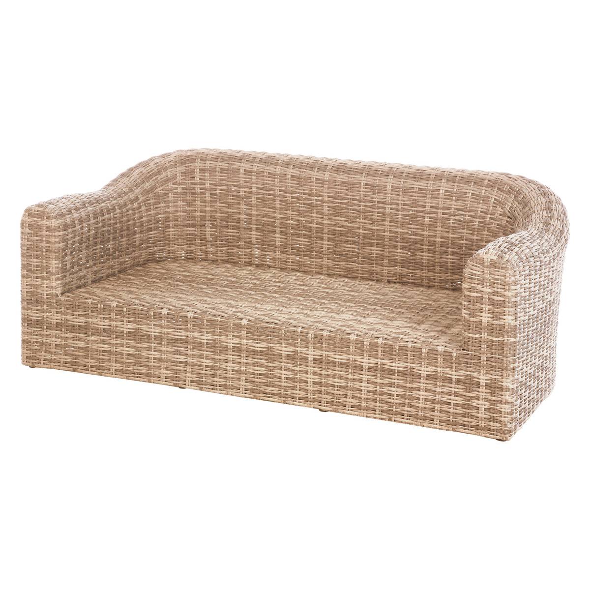 Canapé de jardin 3 places en résine tressée MOORÉA beige, HESPERIDE