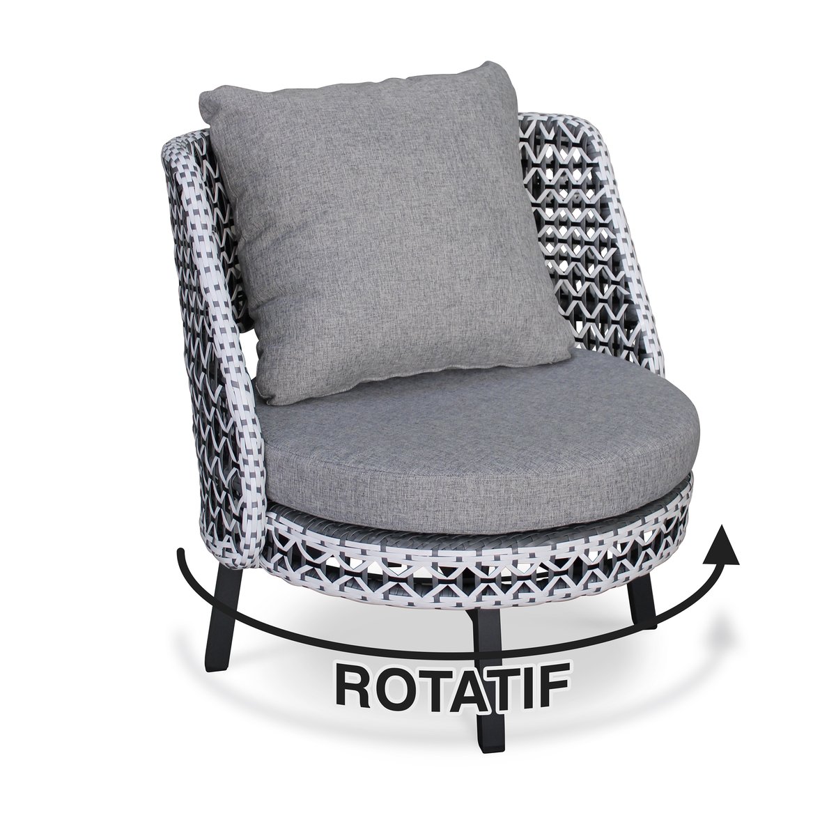 Salon de jardin 4 places en aluminium AGADIR gris anthracite, DCB GARDEN