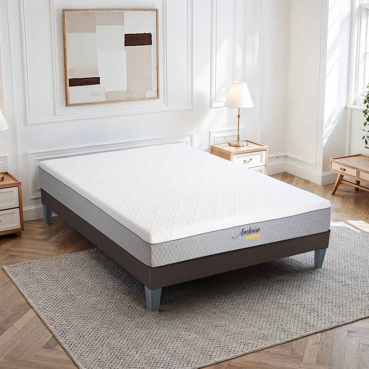 Matelas Mousse Amboise 90x200 cm Accueil Mémoire de forme blanc, BELLECOUR