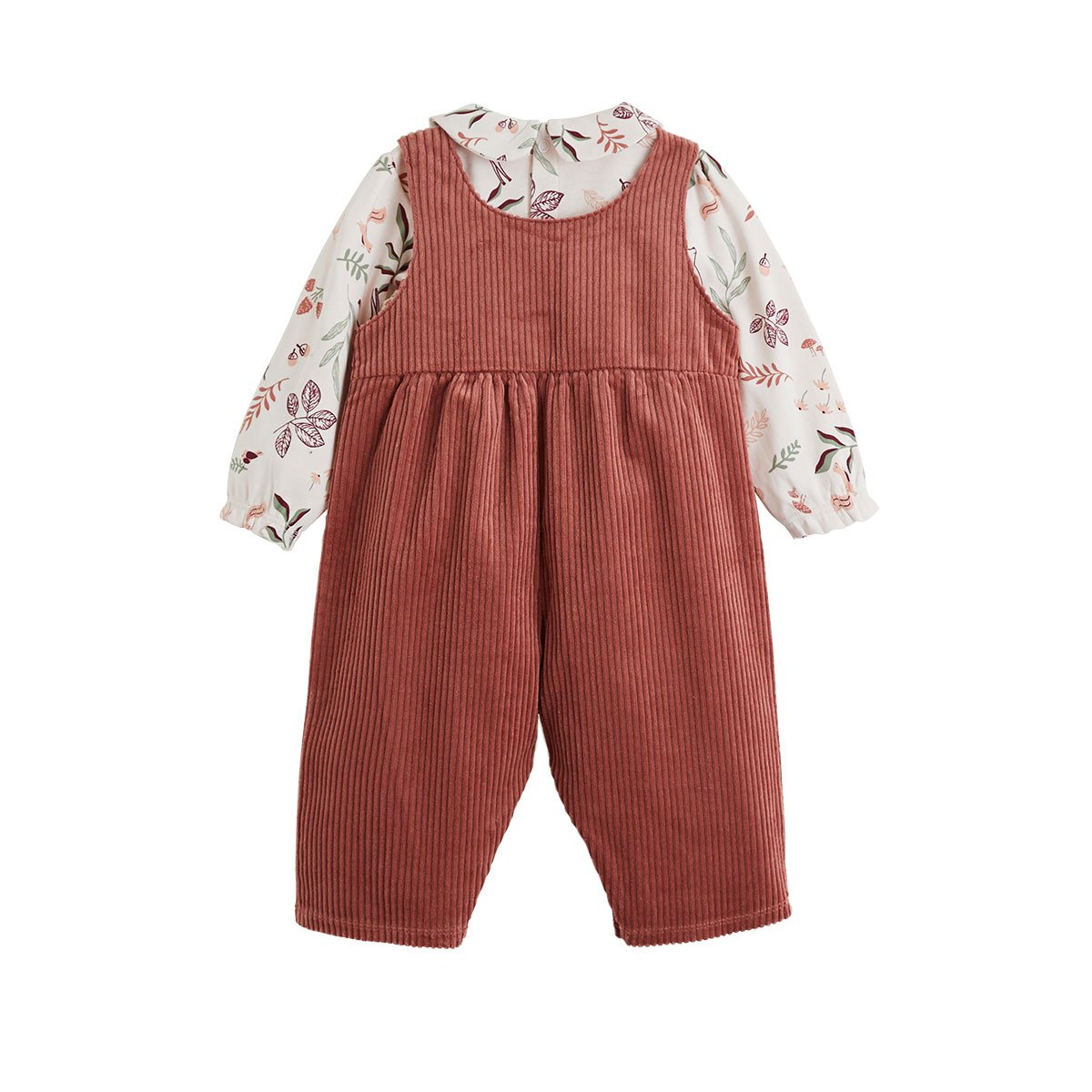 Ensemble salopette bébé en velours côtelé et t-shirt Evie rose, PETIT BEGUIN