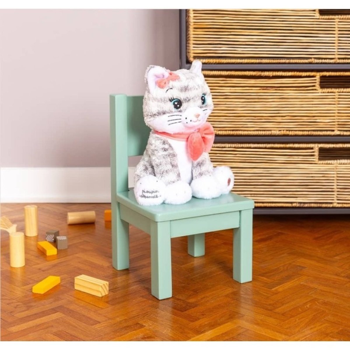 Veilleuse Moustache - Mon chaton lumineux et musical - 28cm gris et blanc, PIOUPIOU ET MERVEILLES