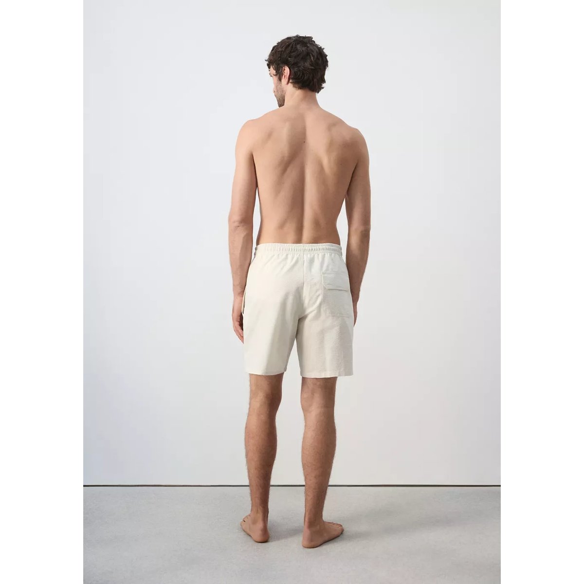 Maillot de bain rayures seersucker beige, MANGO MAN