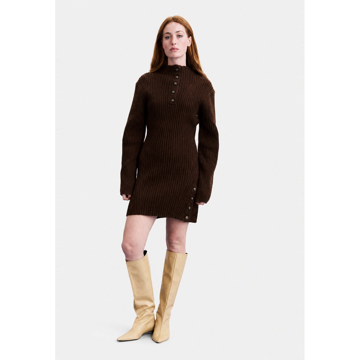 Robe Spathi en laine SPATHI marron chocolat, FRNCH
