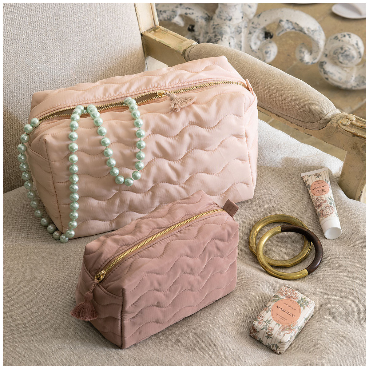 Trousse de toilette rectangulaire rose, MATHILDE M