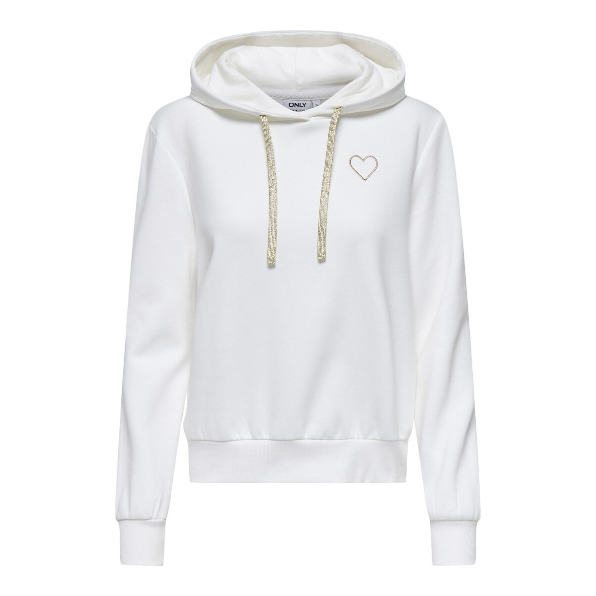 Sweat à capuche, motif cœur blanc, ONLY