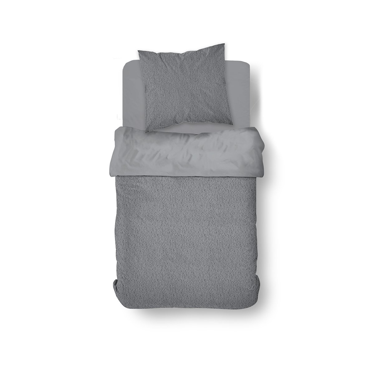 Parure de lit polaire teddy BIEN AU CHAUD gris, TODAY