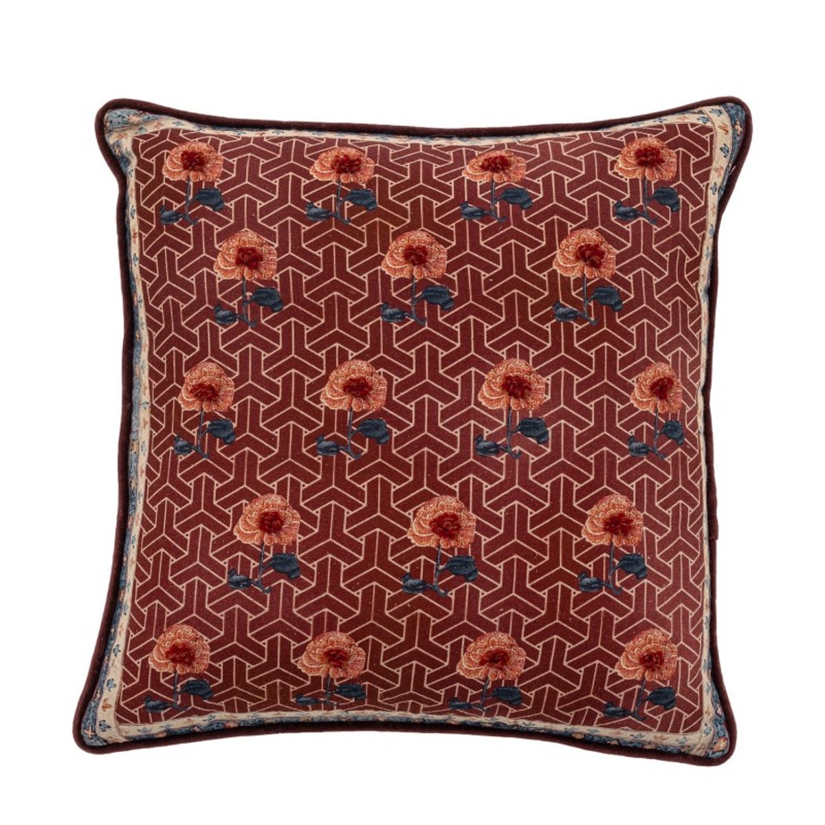 Coussin motif floral graphique ZHARAI rouge, BLOOMINGVILLE