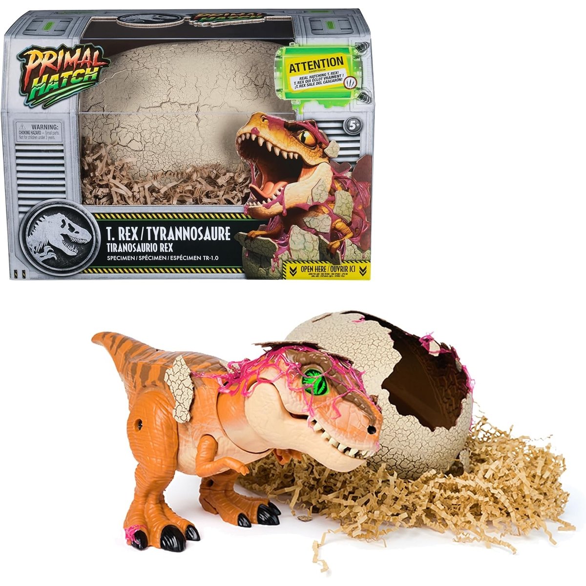 PRIMAL HATCH DINO - Dinosaure interactif Jurassic World beige, SPIN MASTER