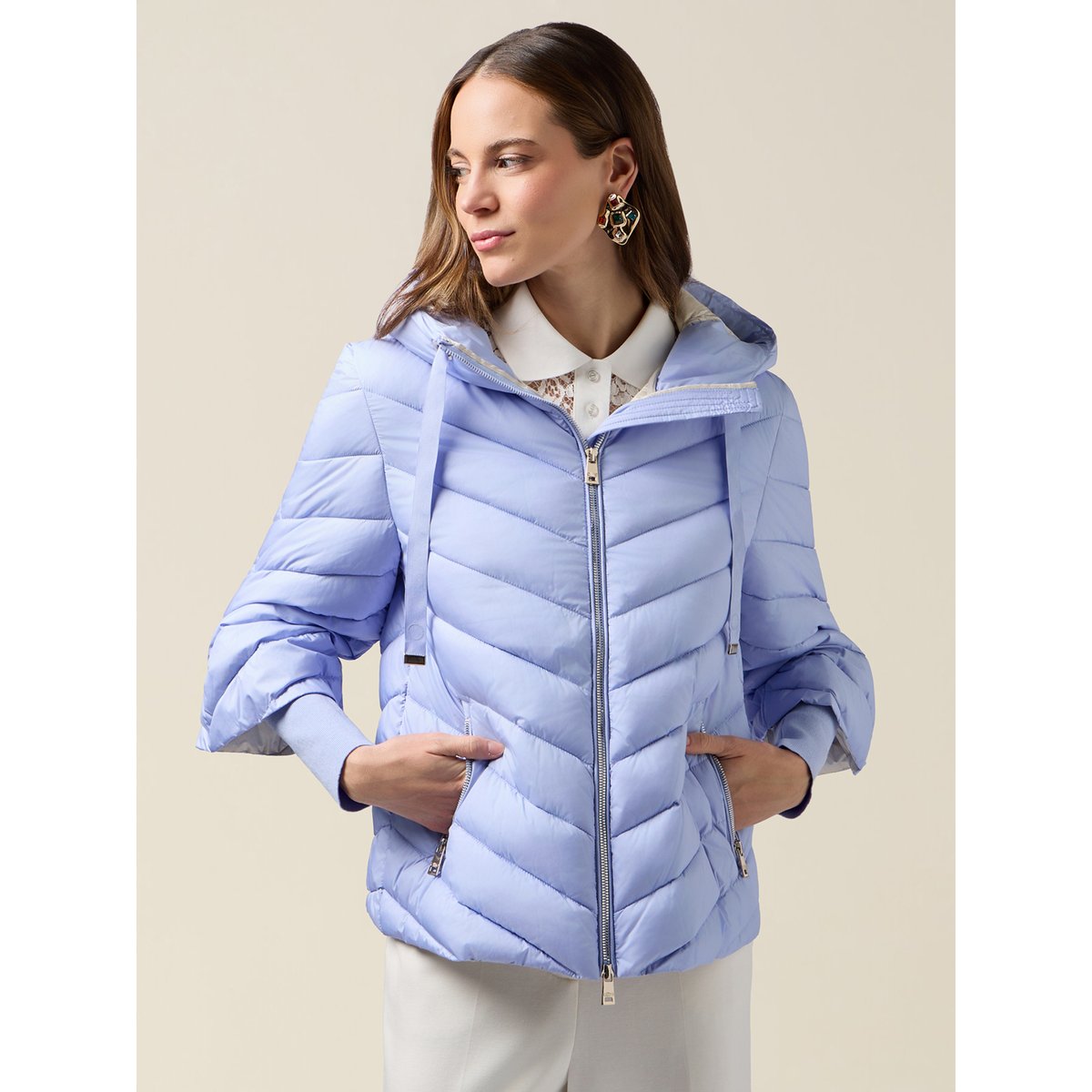 Veste matelassée avec capuche et poignets light - blue, OLTRE