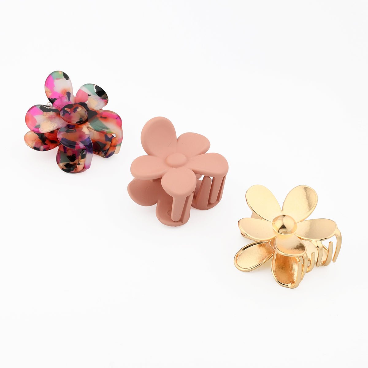 Set de 3 mini pinces à cheveux fleurs rose, BALABOOSTE