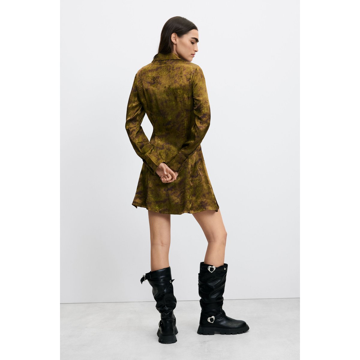 robe longue imprimée en viscose marron, DESIGUAL