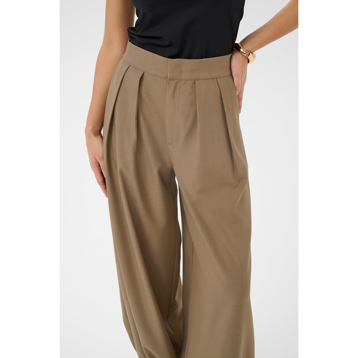 Pantalon casual marron caribou, KAFFE
