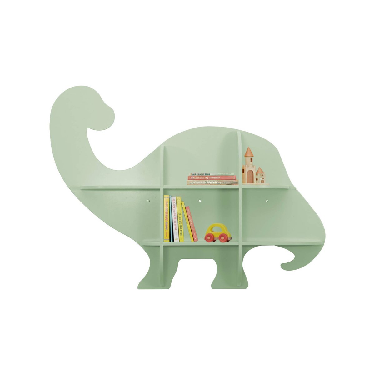 Etagère murale dinosaure 5 espaces de rangement BRACHI vert, SWEEEK