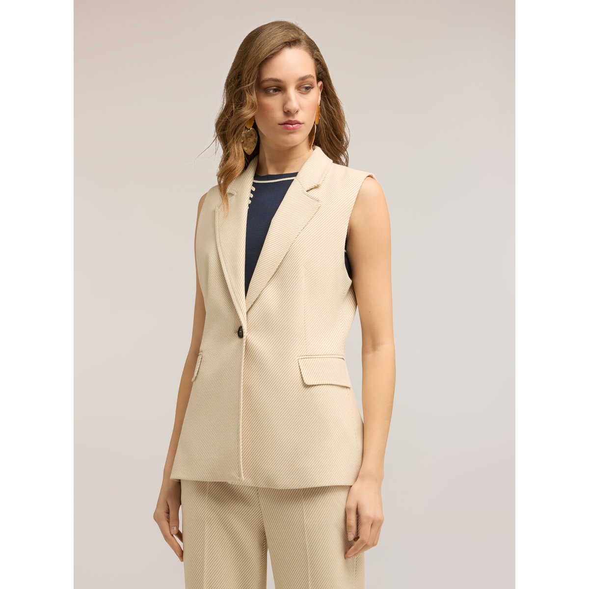 Gilet à rayures beige, MOTIVI