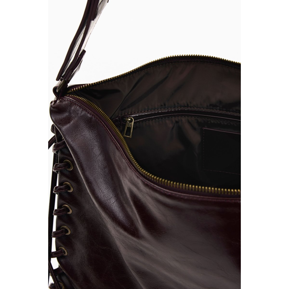 Grand sac brillant tressé marron, DESIGUAL
