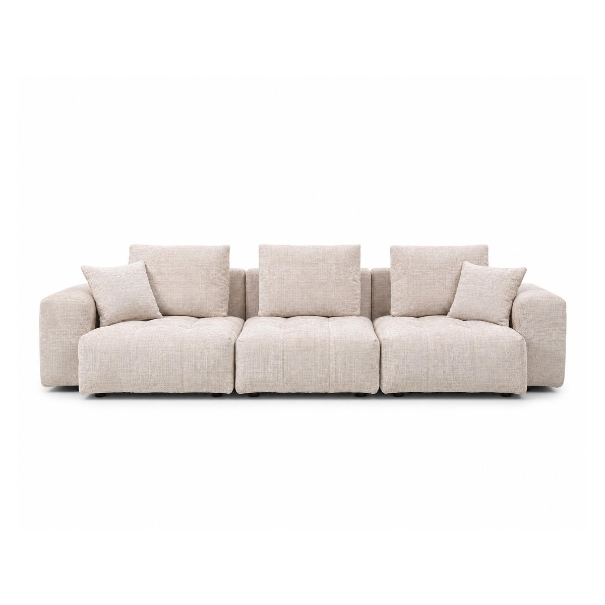 Canapé modulable en velours texturé, COLETTE beige, BEST MOBILIER
