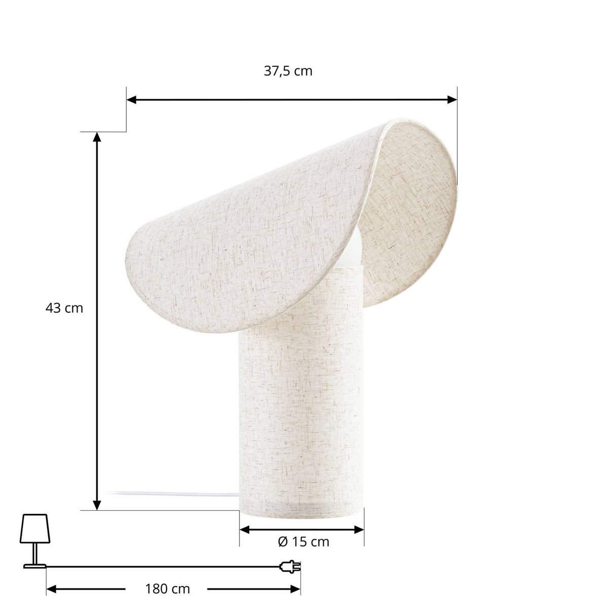 Lampe à poser en textile designLED, Tamani beige, blanc, LUCANDE