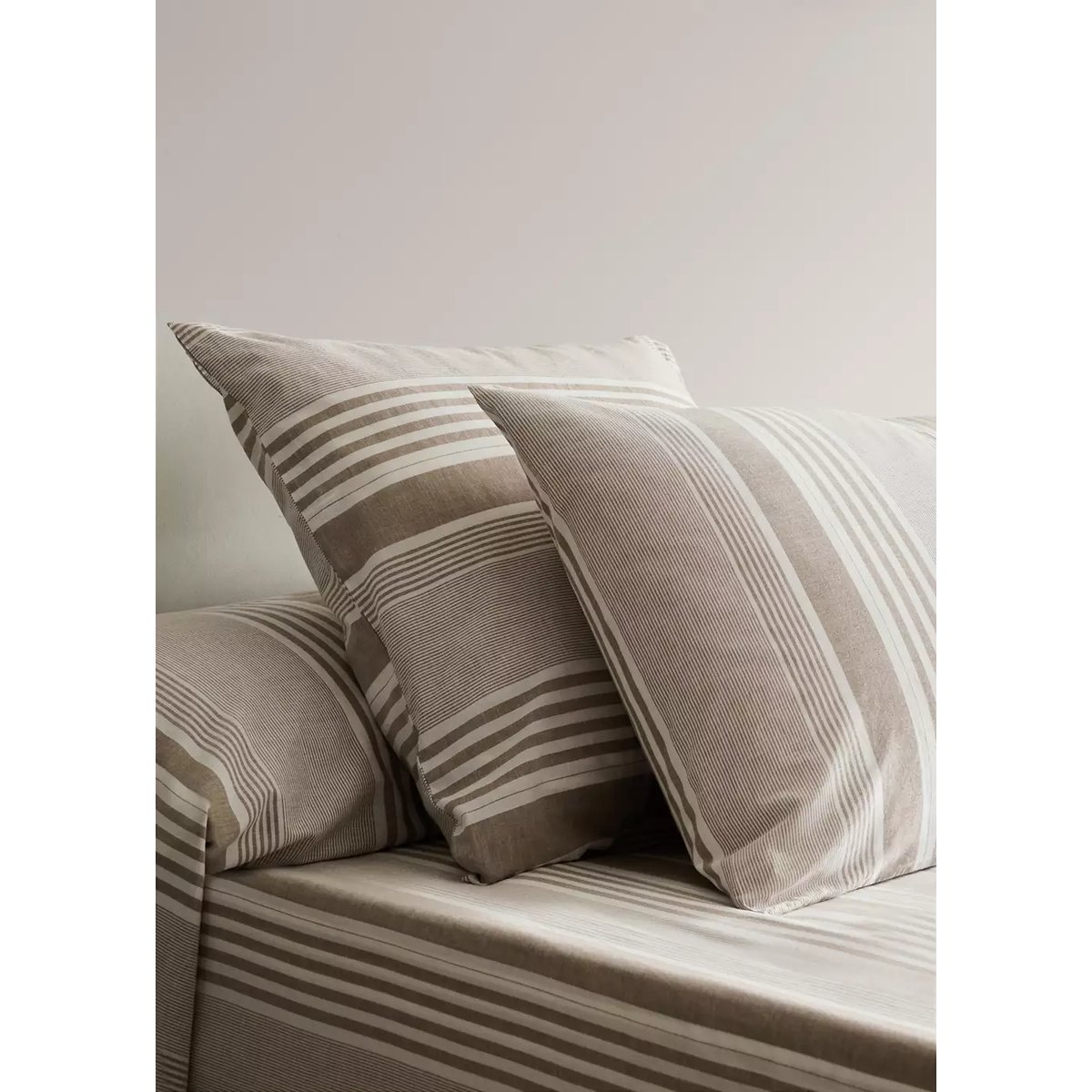 Taie d'oreiller coton rayures 45x110 cm tabac, MANGO HOME
