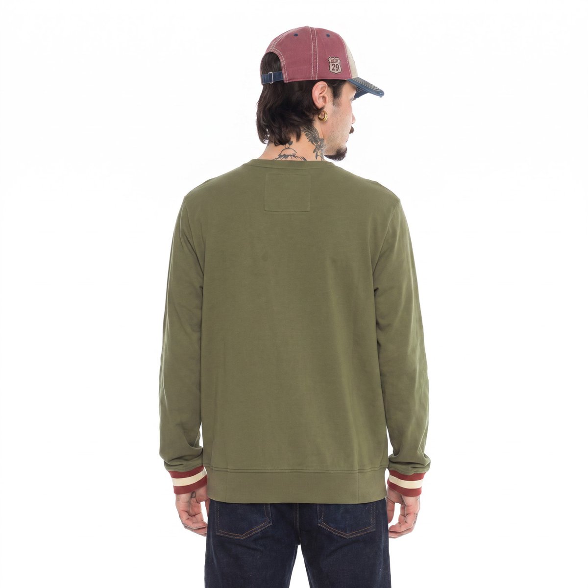 Sweatshirt coton WYATT kaki/rouge/beige, VON DUTCH