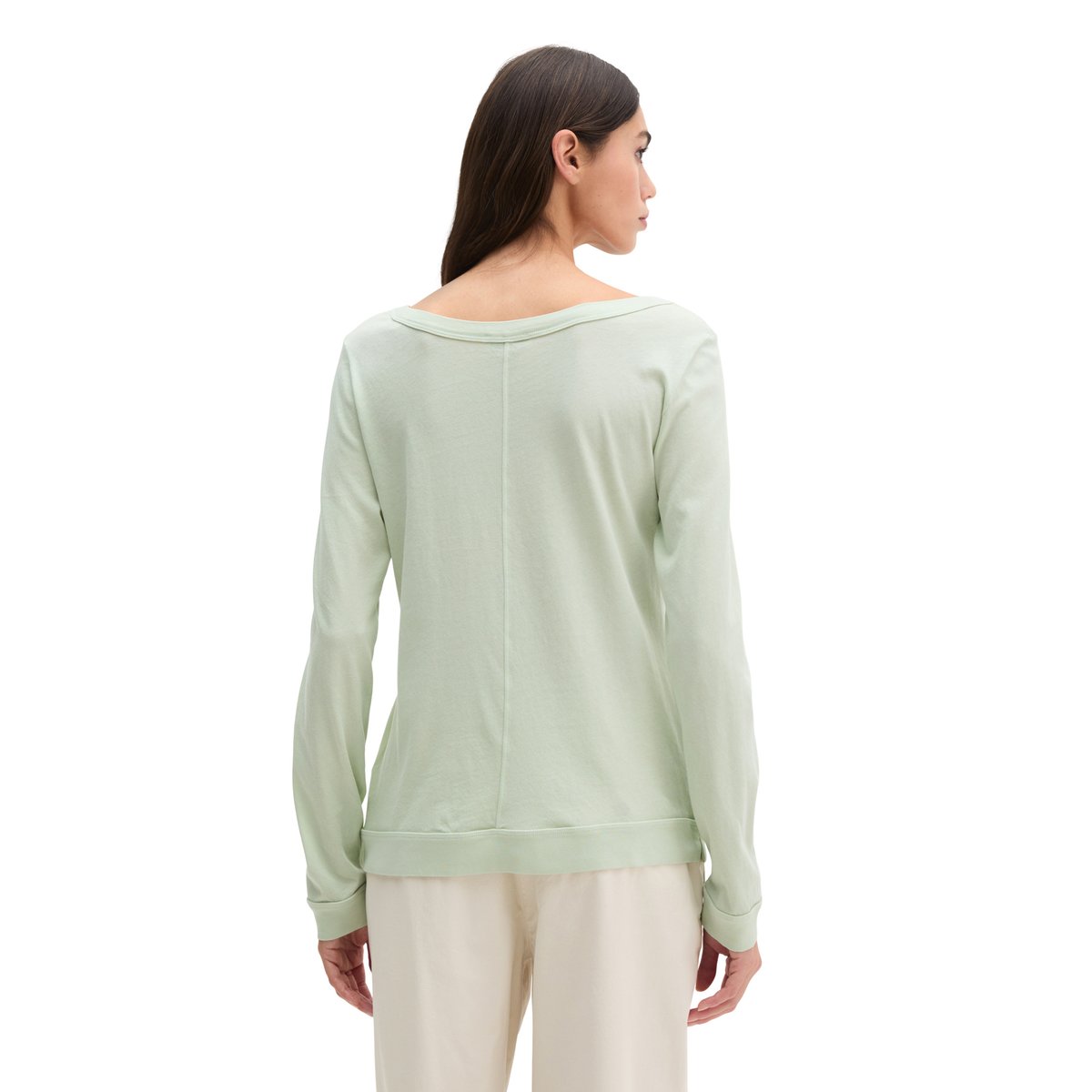 T-shirt long régulier en jersey simple de coton doux vert clair, MARC O'POLO