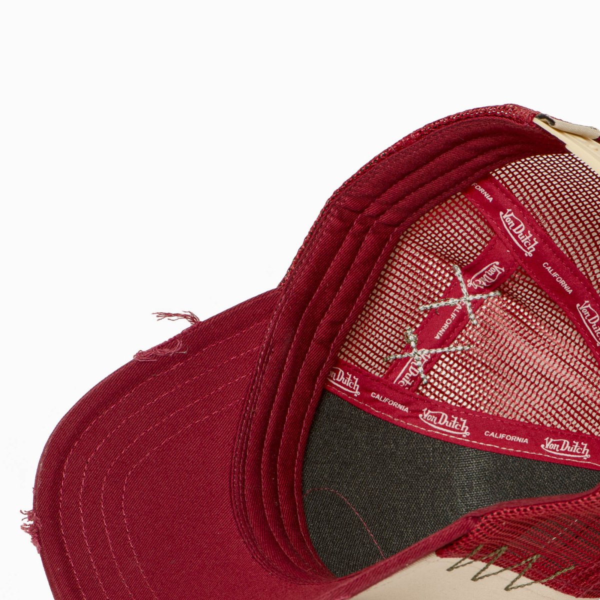 Casquette trucker USED beige/rouge/kaki foncé, VON DUTCH