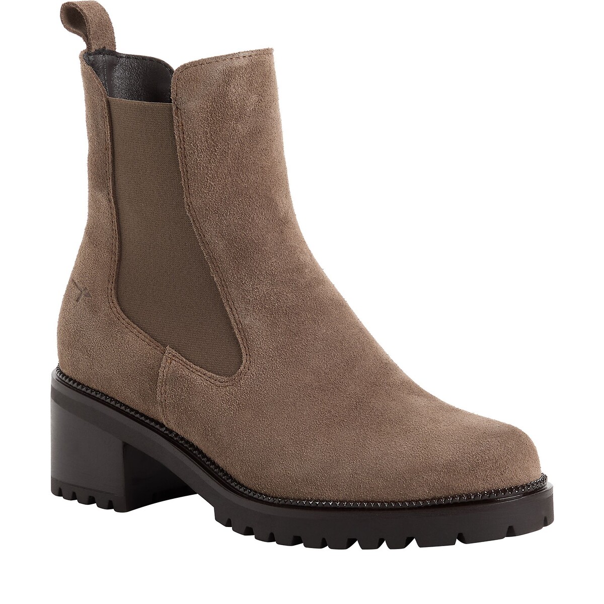 Botas Chelsea, em pele camurça toupeira, TAMARIS