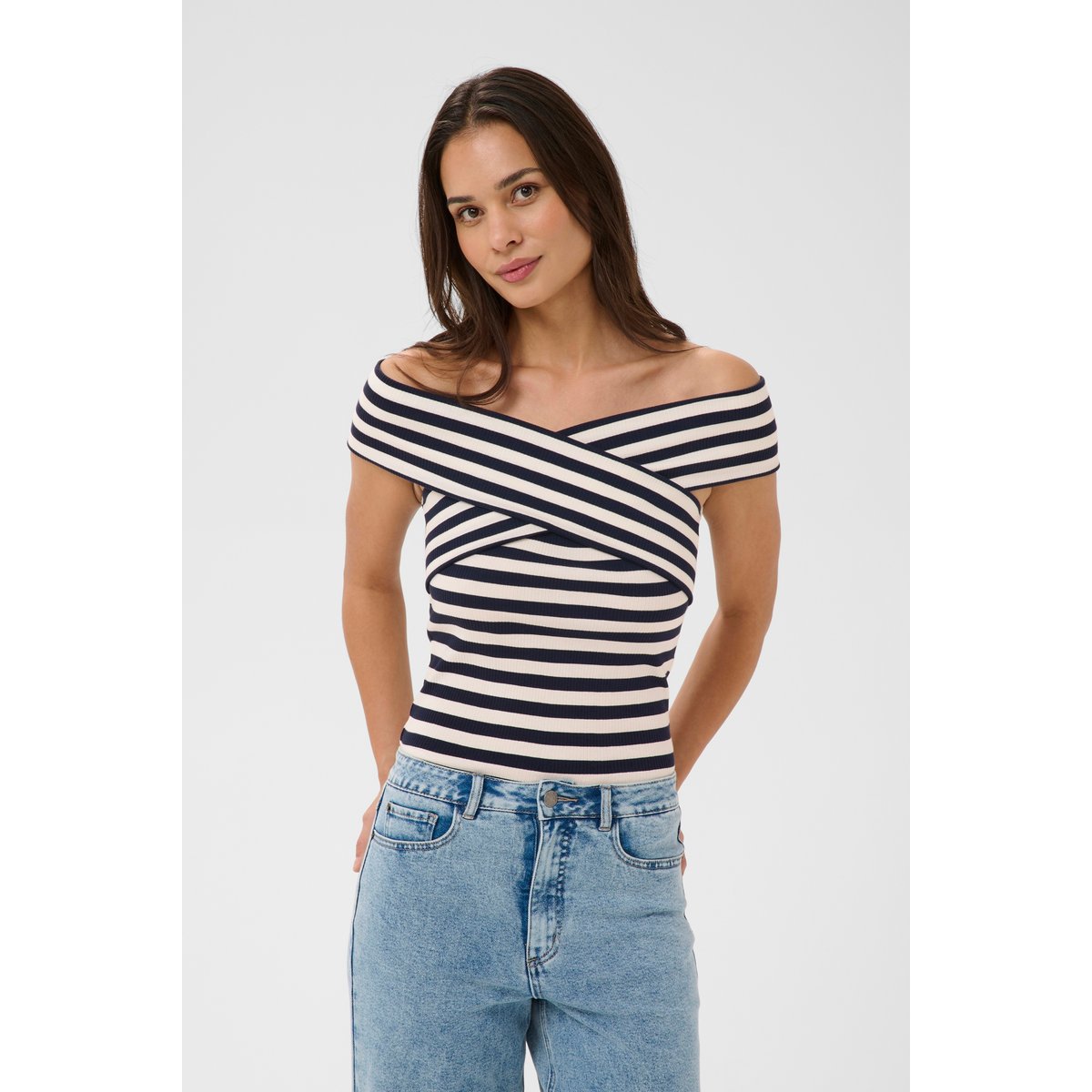 Jersey sans-manches blanc bleu chalk/midnight marine, KAFFE