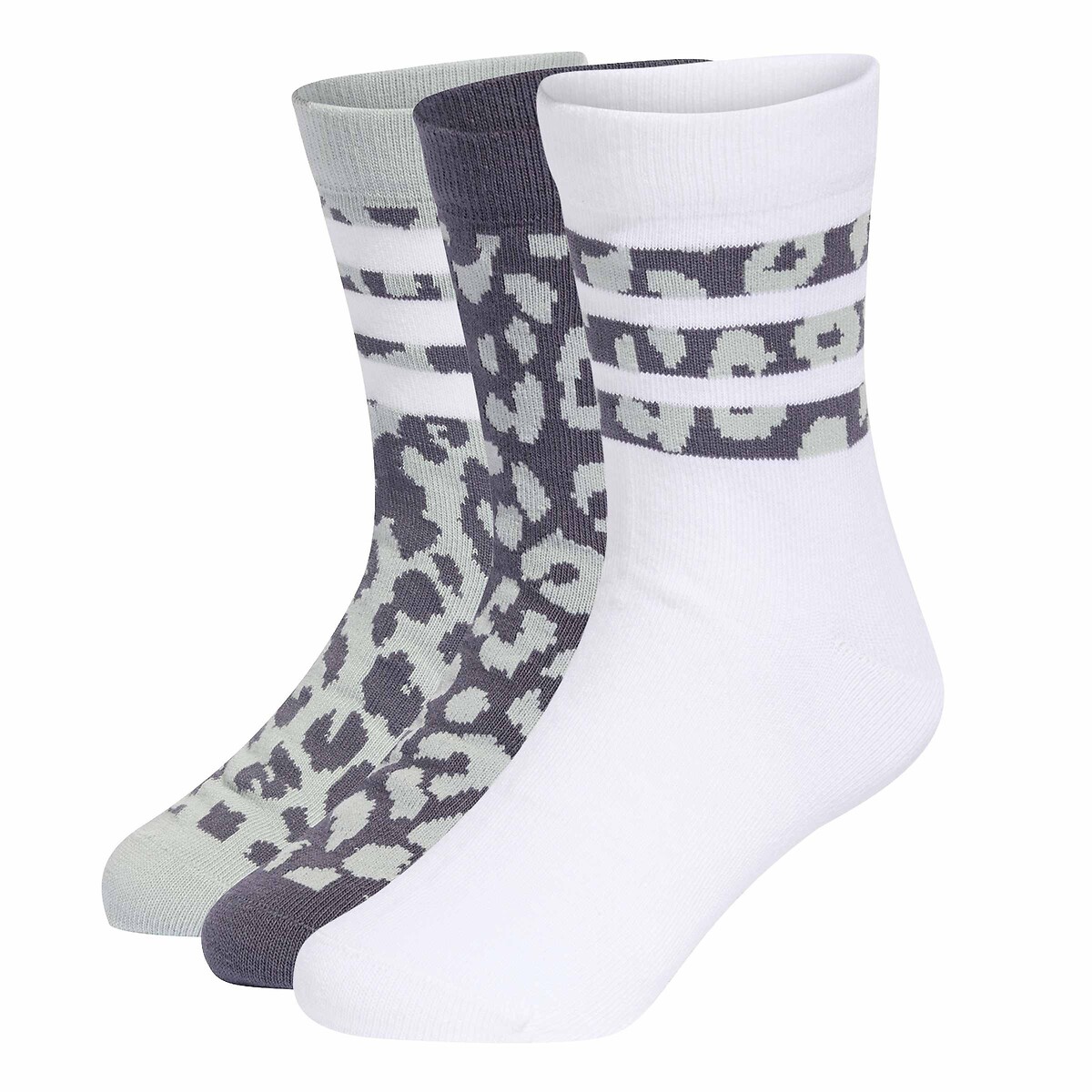 Lot de 3 paires de chaussettes hautes léopard, adidas Performance