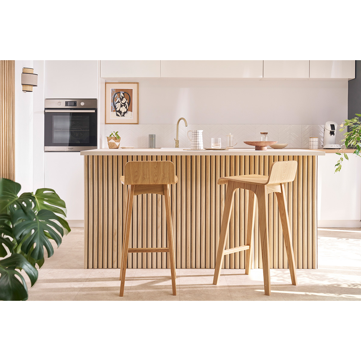 Chaise de bar scandinave H75 cm BALTIK naturel, MILIBOO