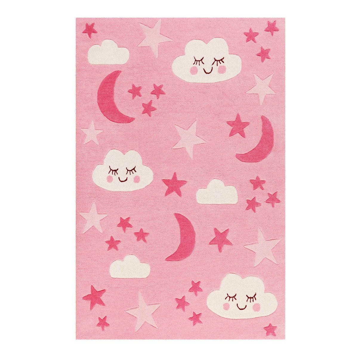 Tapis enfant tufté motif nuage et étoiles , LALELU rosé, SMART KIDS