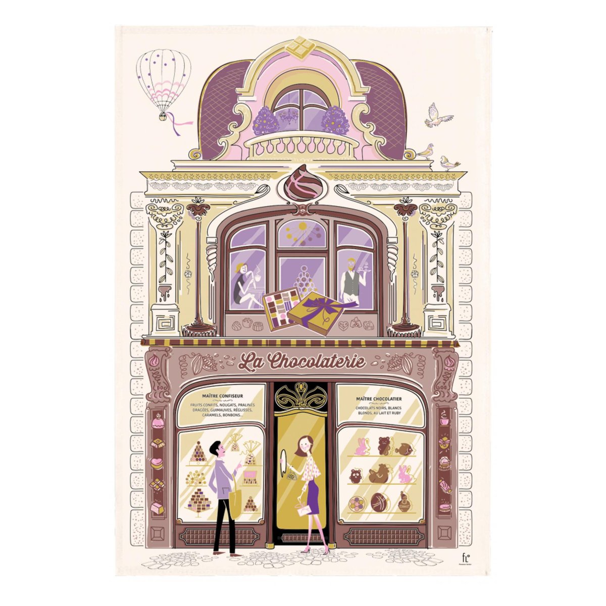 Torchon Façade Chocolaterie ecru, WINKLER