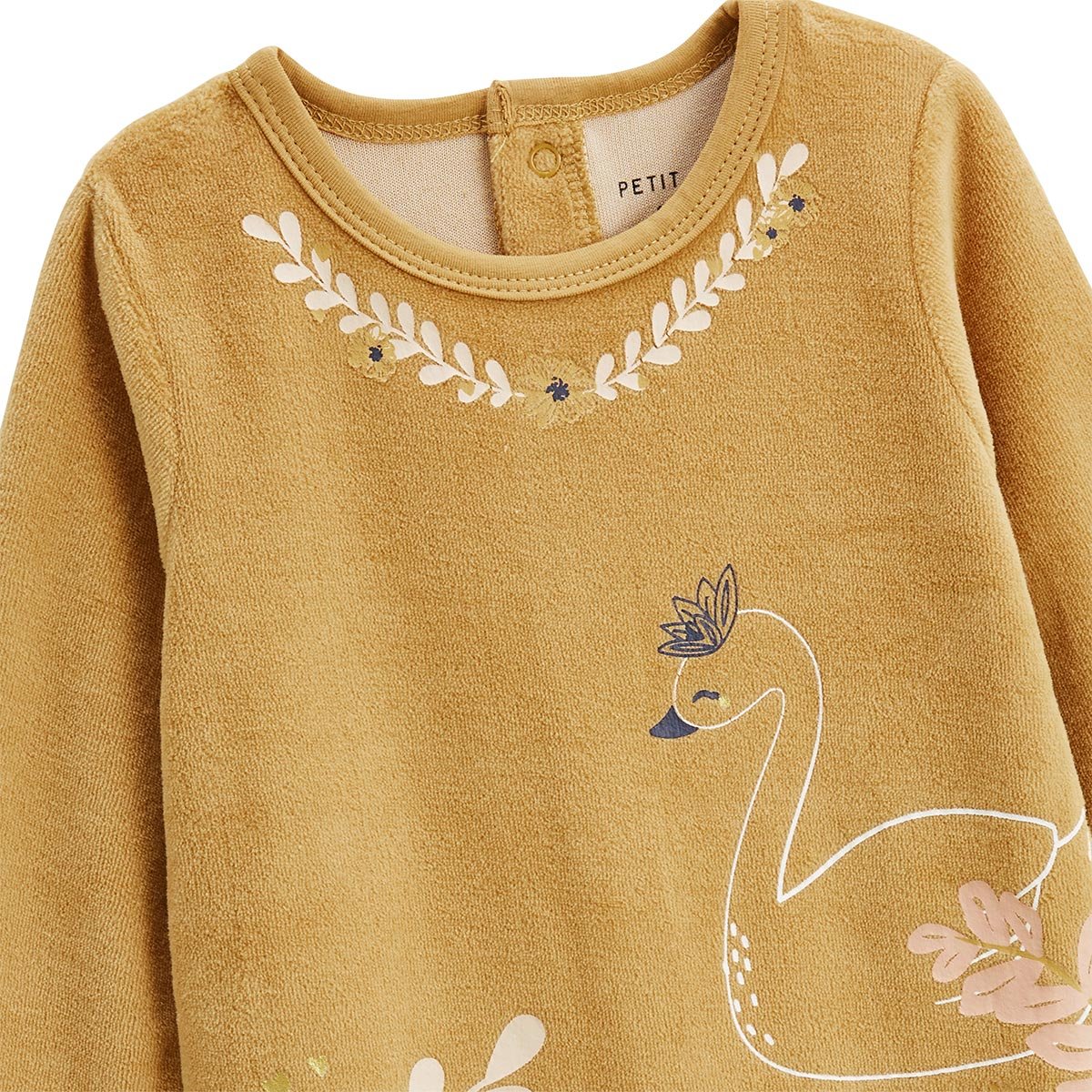 Lot de 2 pyjamas bébé en velours Swan ocre, PETIT BEGUIN