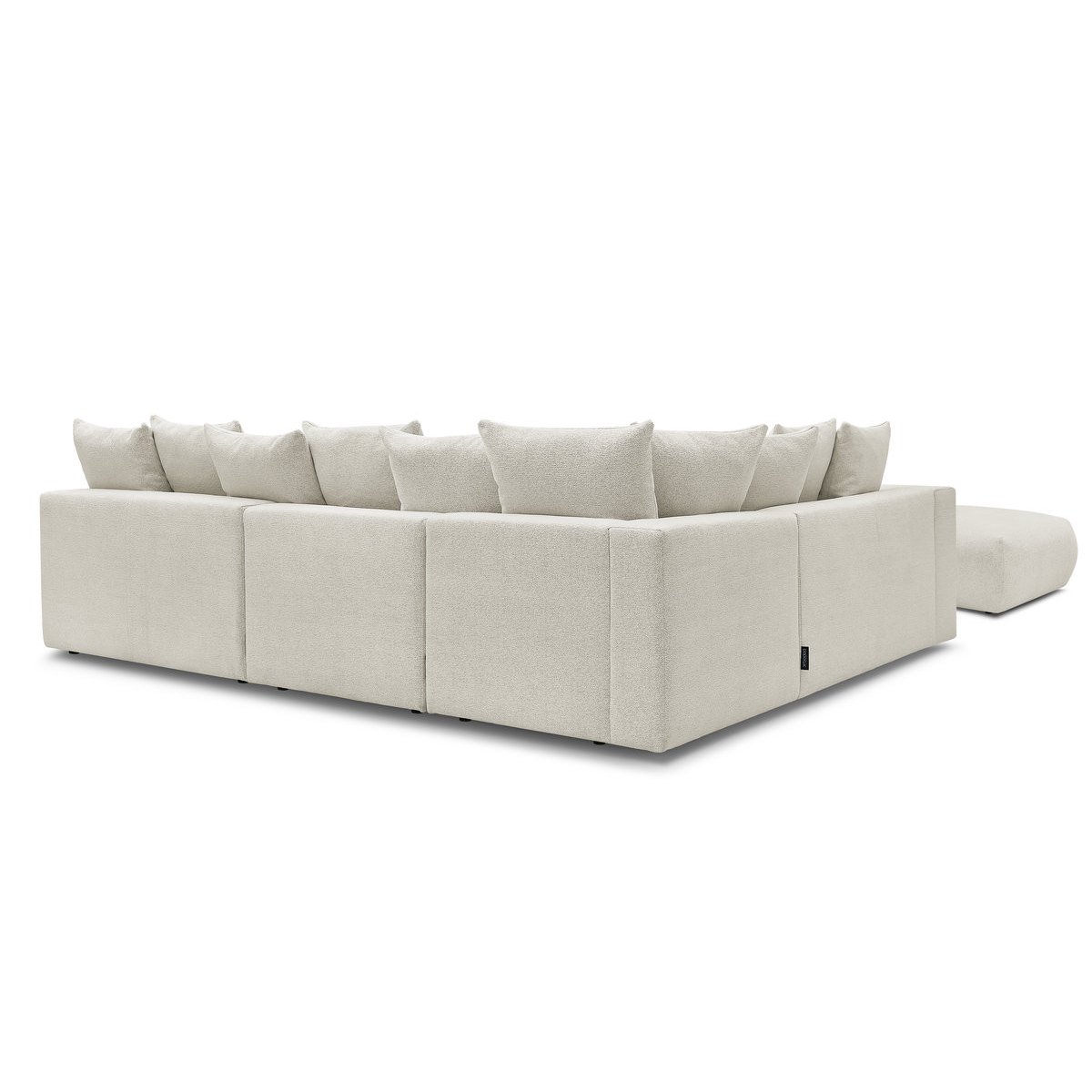 Canapé modulable 6 places en tissu chiné avec pouf, VOLTAIRE blanc, BOBOCHIC