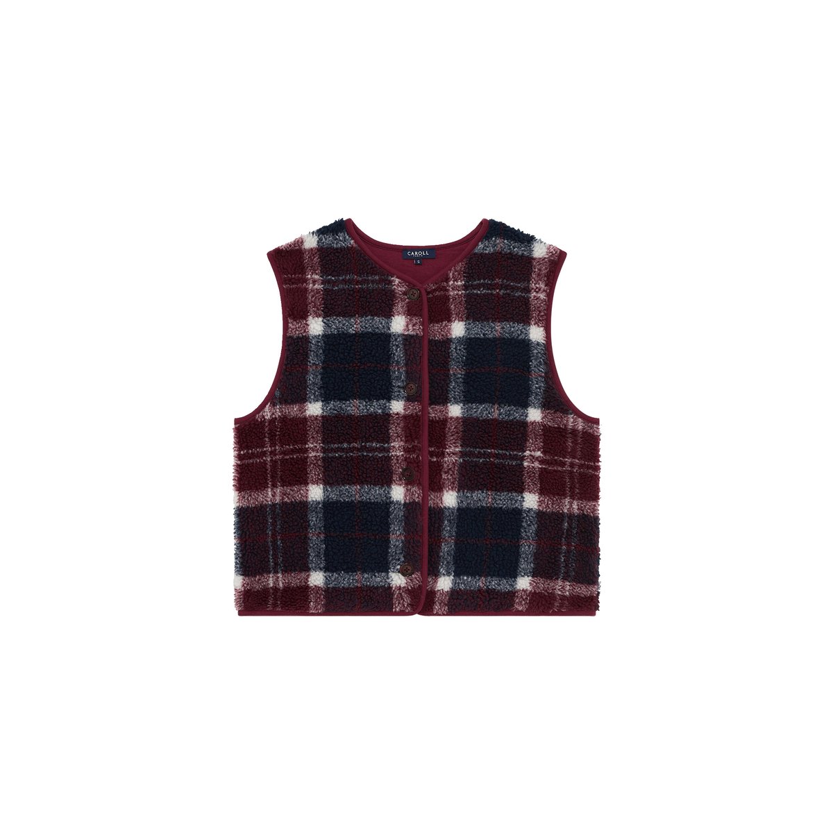 Gilet droit col rond laine TNICOLAS bordeaux, CAROLL