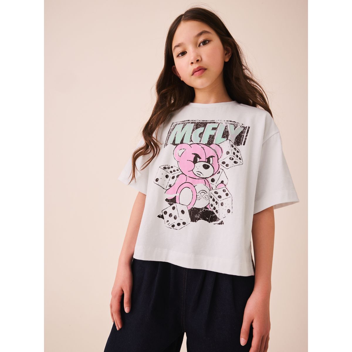 T-shirt droit oversize à imprimé mcfly blanc, NEXT