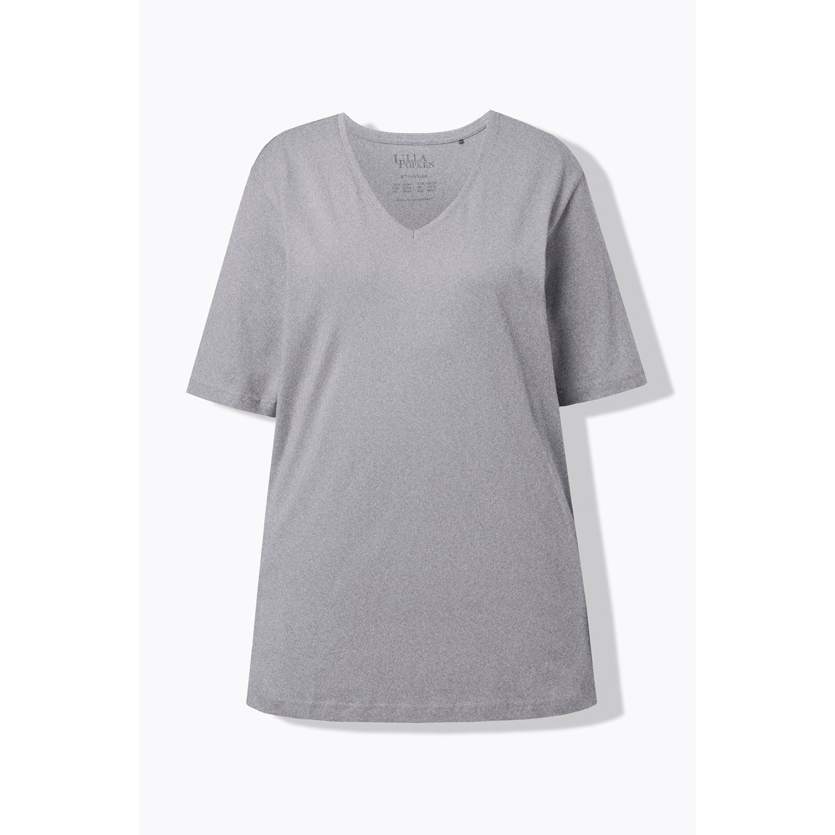 T-shirt à manches courtes et col V gris clair chiné, ULLA POPKEN